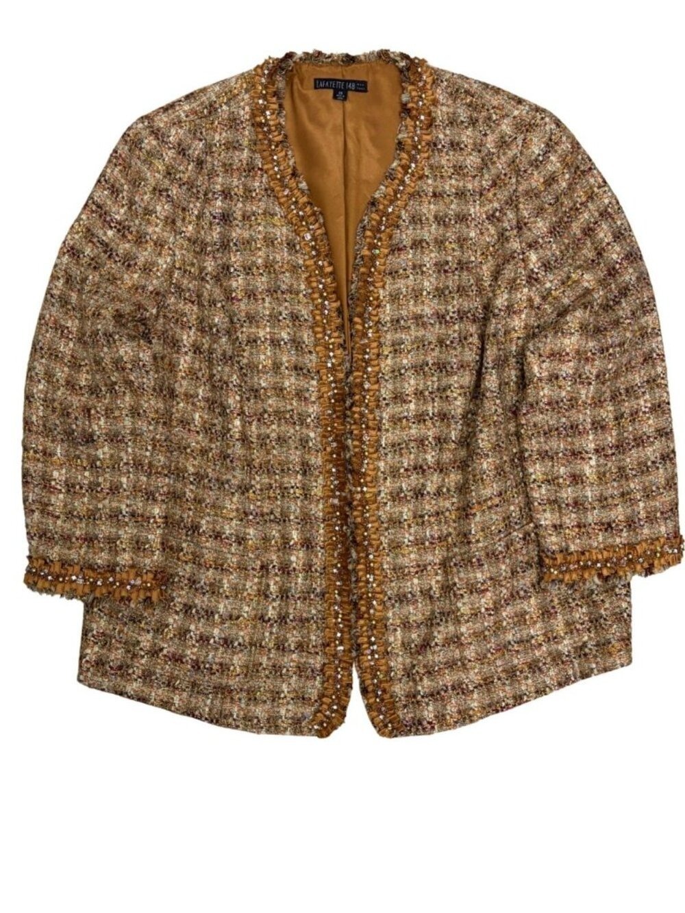 LAFAYETTE 148 Tweed Blazer Jacket Wool Blend Business Casual Luxury Coat 2XL